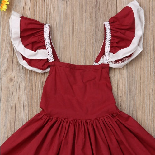 Lace child small flying sleeves short short long dovetail dress