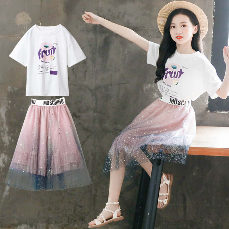 Girls Mesh Dress Set Bangladesh Cotton Blouse - Small China Town