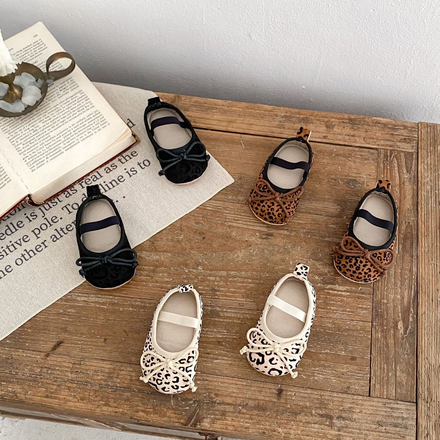 Spring And Autumn Infant Baby Girl Soft Bottom Toddler Shoes Hu Die Knot Leopard Print Round Toe Shoes
