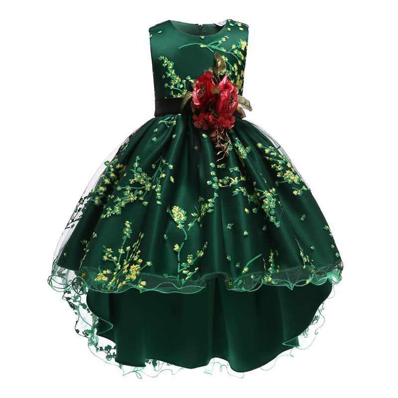 Mesh Print Dress Handmade Three-dimensional Flower Performance Skirt