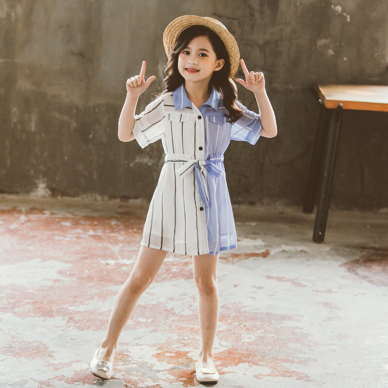 Color block shirt skirt