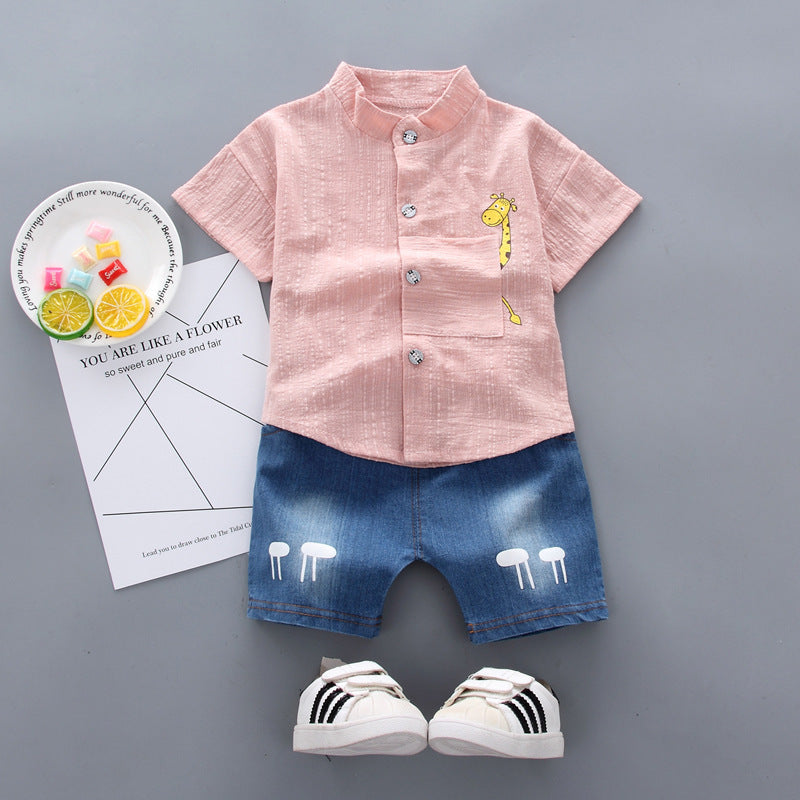 Baby Boy Short Sleeve Children's Clothing Summer New Clothes Handsome Shirt Cute (Available )