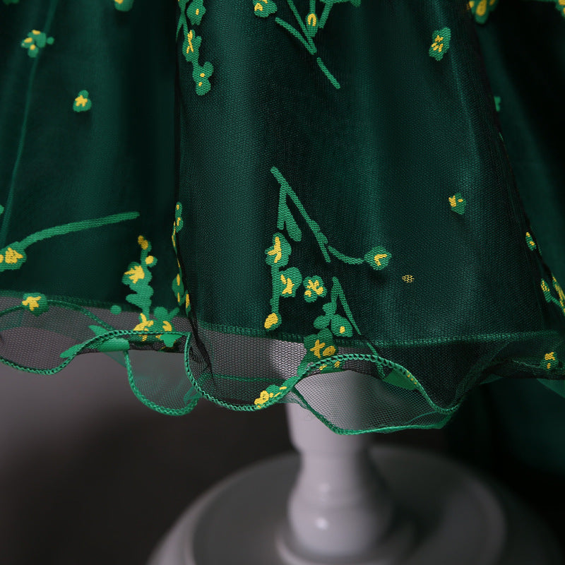 Mesh Print Dress Handmade Three-dimensional Flower Performance Skirt