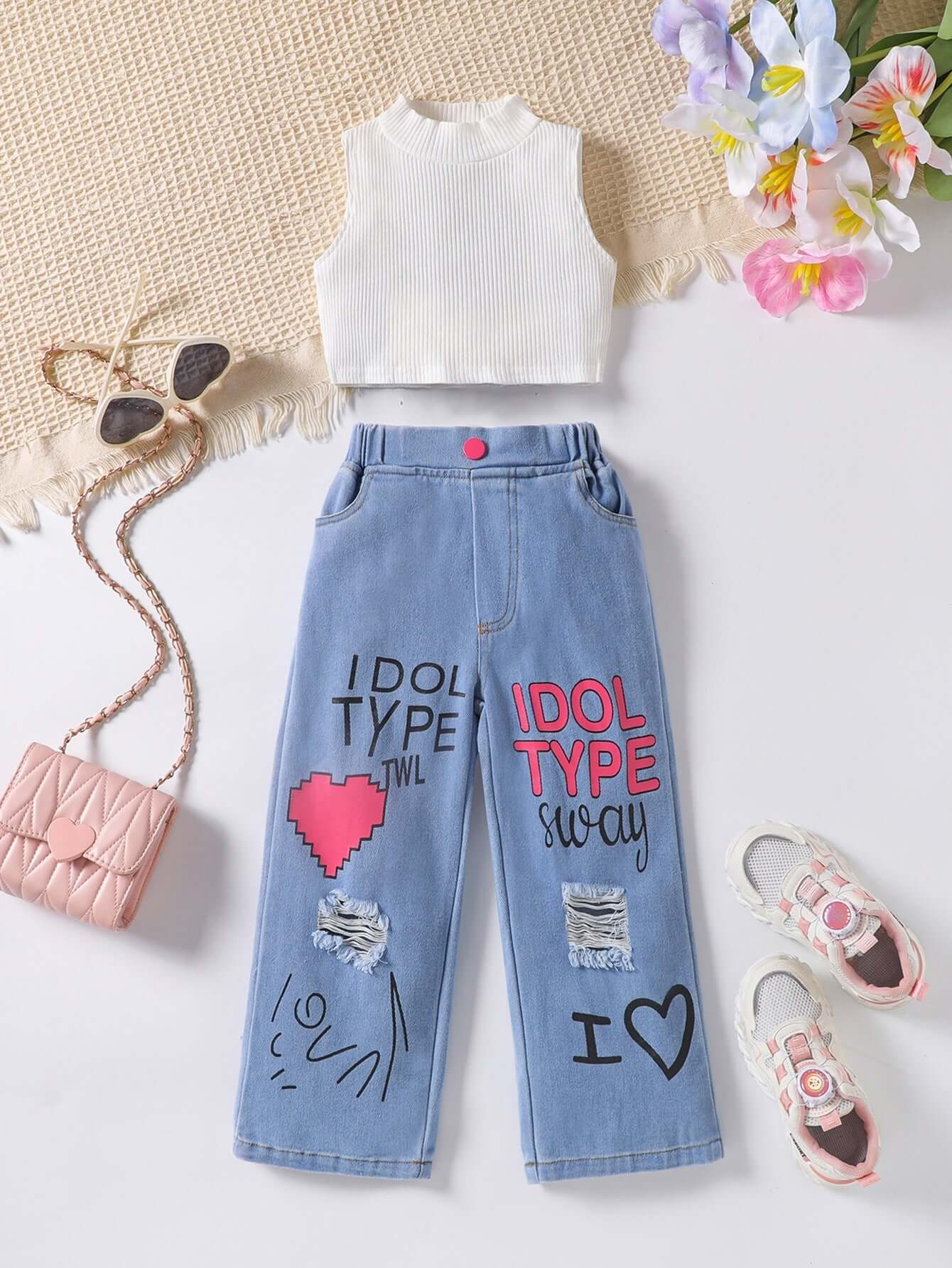 Girls Cotton Vest Set Bangladesh Two Piece Outfit - Small China Town