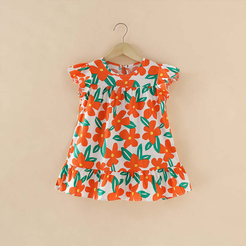 Girls Cartoon Print Dress Kids Summer Dress Cute Fashion Outfit Bangladesh