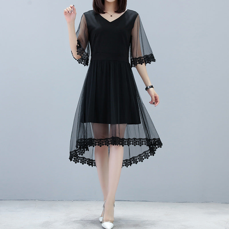 Mid-length dress plus size women's clothing
