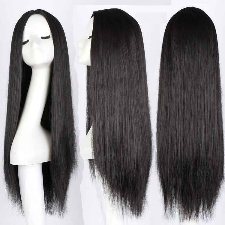 Wigs for women with air bangs, long straight hair, soft girl, realistic and natural full head set (Available)