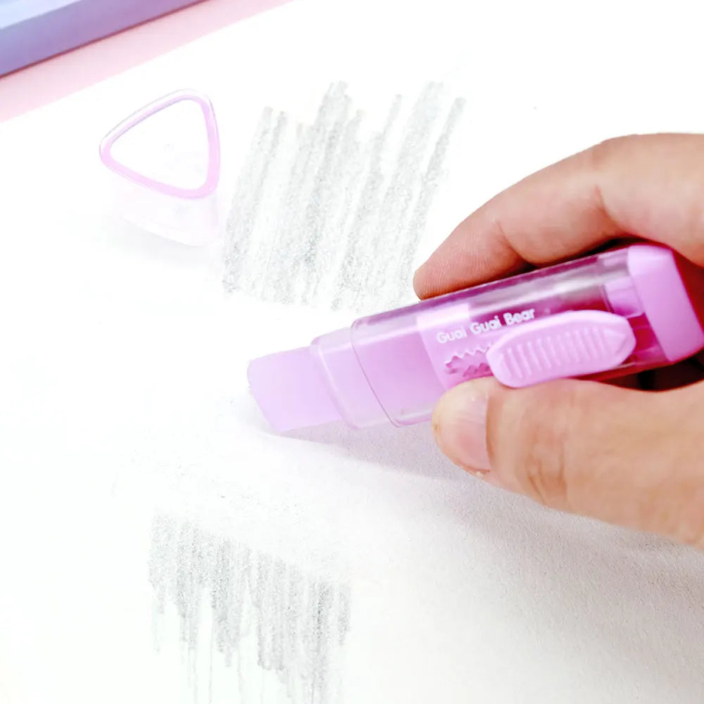 Cute Cartoon Pet Eraser Triangle Push in Stock Student Supplies Stationery Pencil Eraser Factory New Children's Gifts