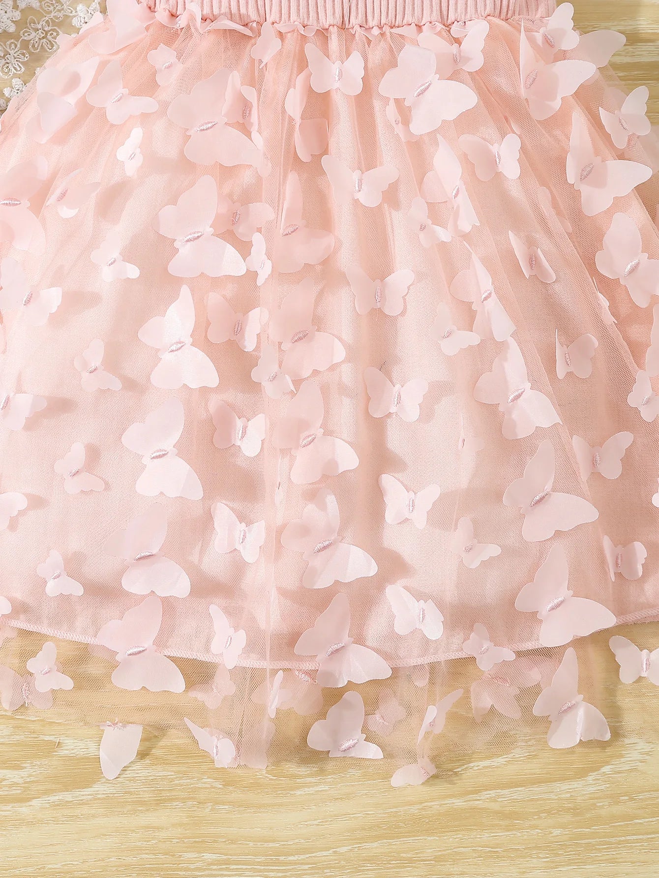 Summer Toddler Kids Girl's Clothes Baby's Butterfly Decor Mesh Splicing Cami Dress Elegant Sleeveless Princess Dress