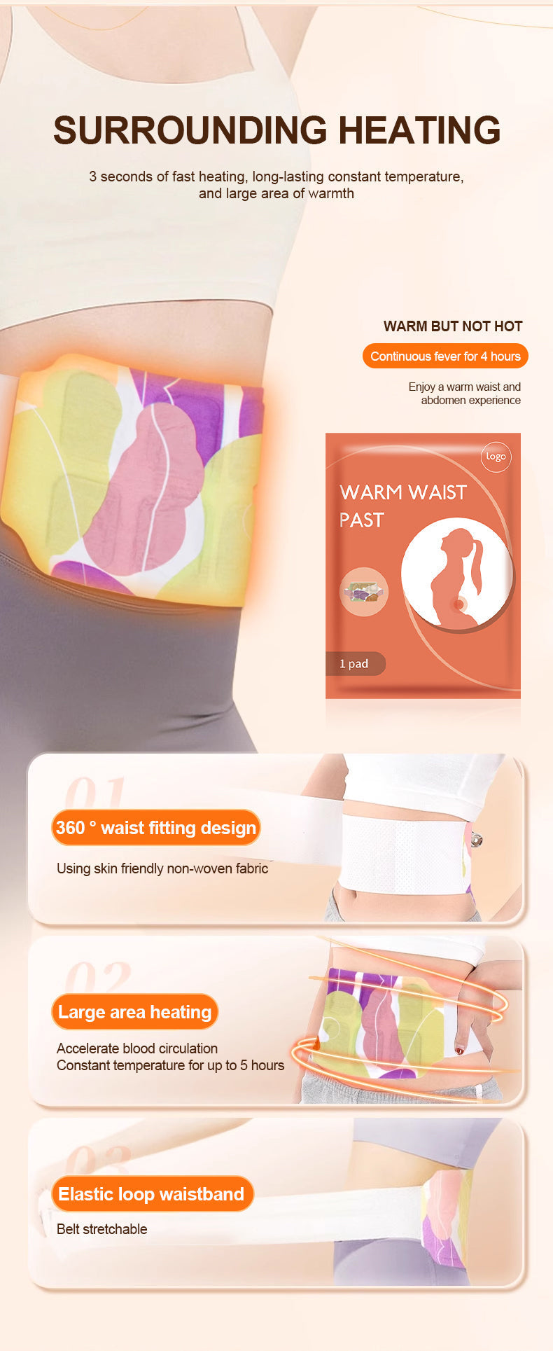Pain Relief Self-Heating Waist Hot Patch (সেল্ফ হিটিং ব্যথা উপশম কোমরের করার গরম প্যাচ)