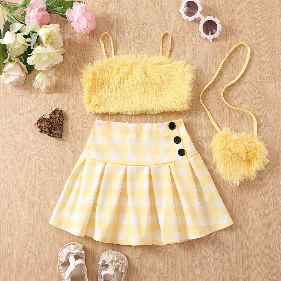 Girls Fur Skirt Set Bangladesh with Matching Bag - Small China Town