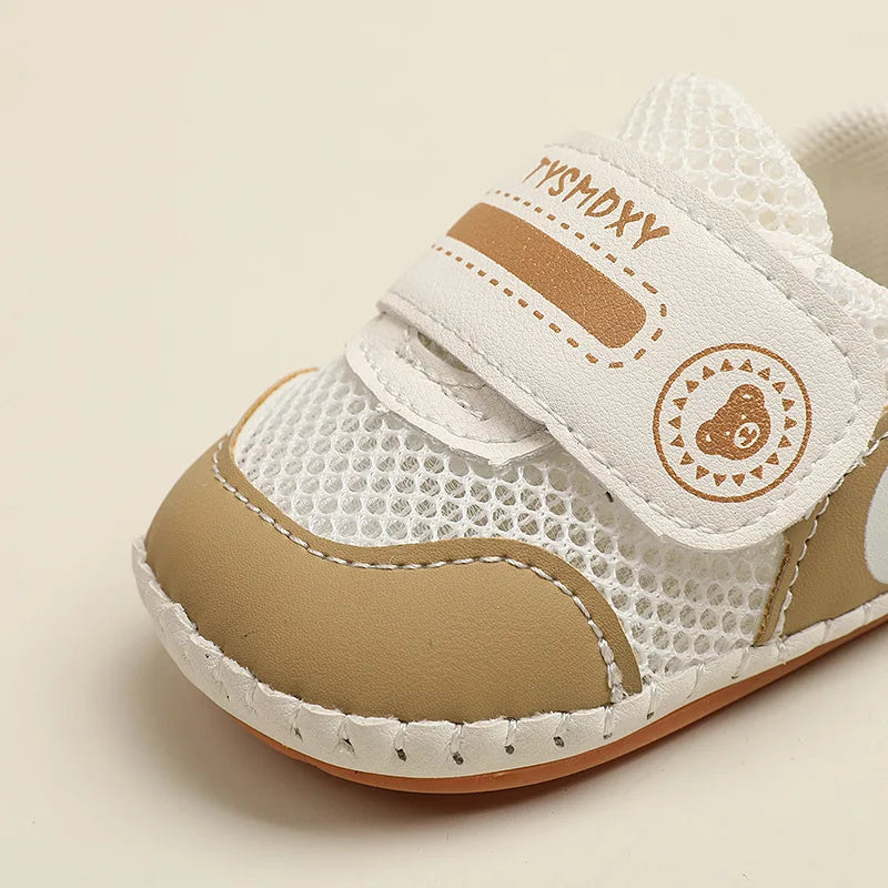 Baby Sneakers Soft Breathable Shoes Spring Summer Infant First Walkers Newborn Outwear Shoes Baby Boy Girl Cute Shoes Khaki, Red