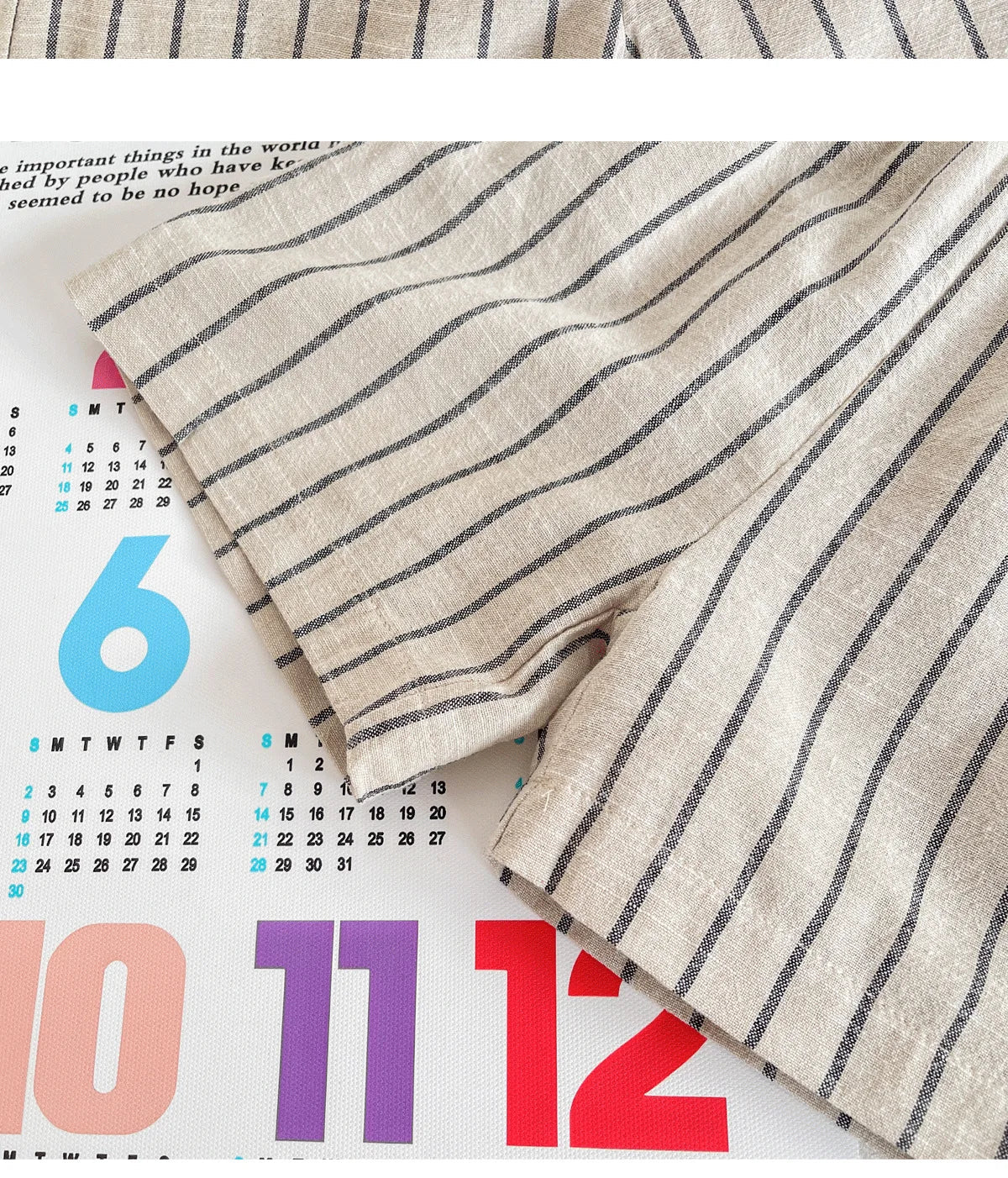 Set Children Unisex Summer New Style Cotton Stripe Pocket Shirt Polo Collar Shourts Fashion Casual Brief Versatile Korean