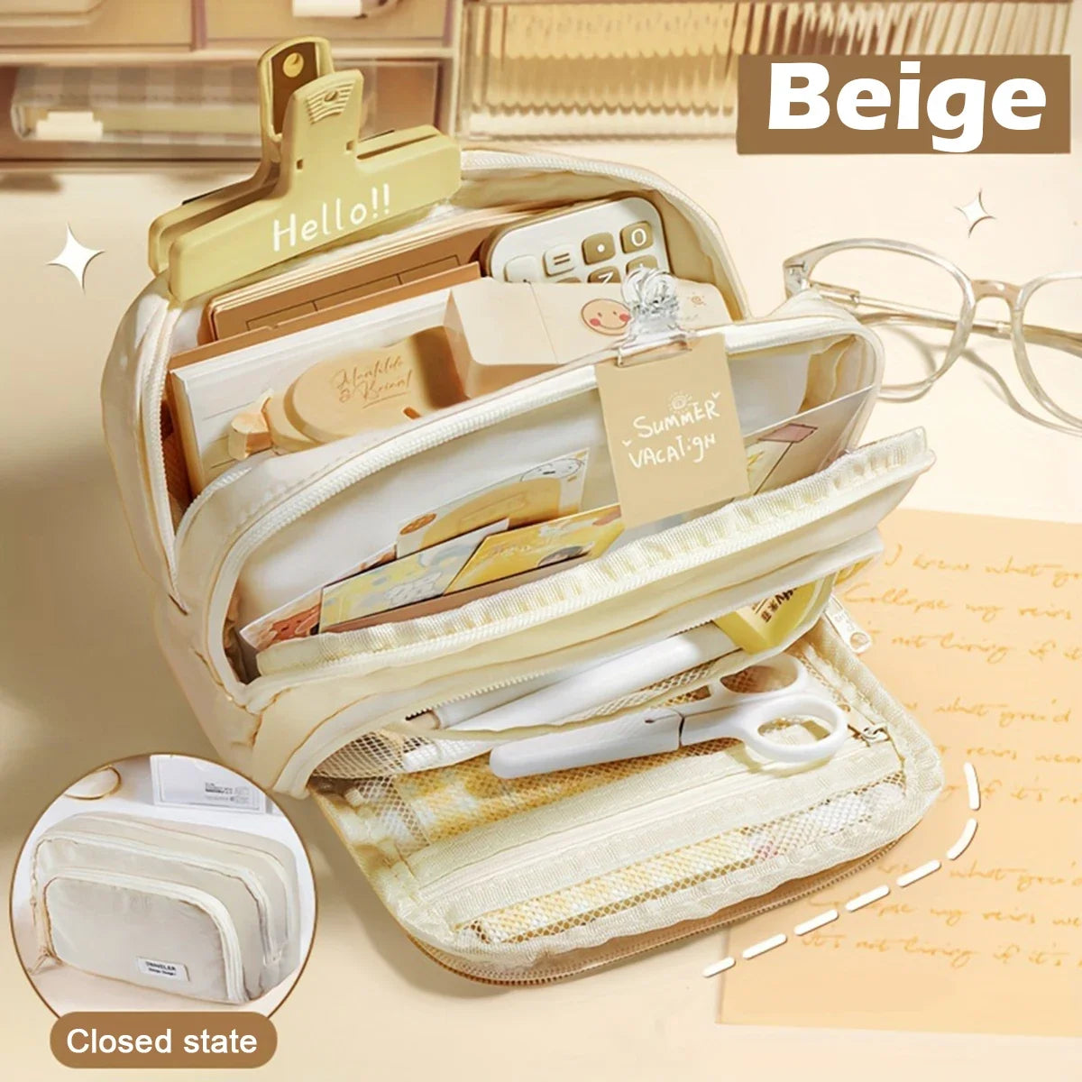 Cute Multi Layer Pencil Case Pouch, Large Capacity Pen Case Bag,Durable Stationery Storage Bag For Students, School&Office