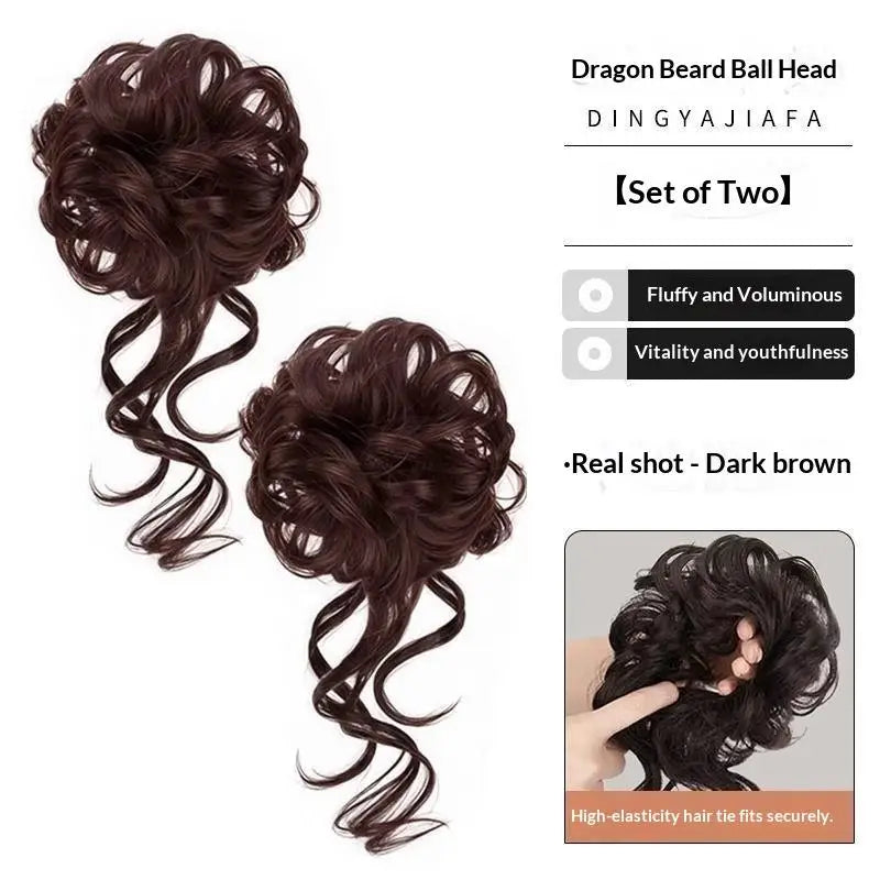 Messy Bun Hair Piece Tousled Updo With Tendrils Hair Bun Extensions Wavy Curly Hair For Women