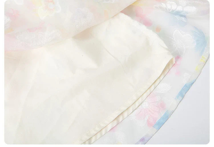 Summer girl's dress new style children's Western style floral chiffon princess dress printed baby's park play skirt