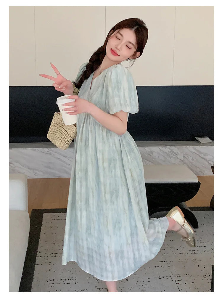 Pregnant Women's Dress Summer 2025 Fashionable Western Style Loose Belly Covering French High Waisted Long Skirt