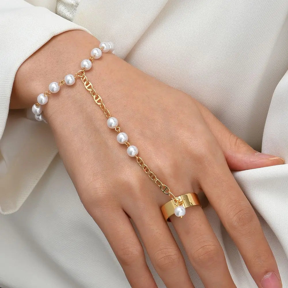 Jewelry for Women Girls Hand Accessories Layered Wrist Chain Finger Ring Bracelet Linked Finger Hand Harness Bangle Slave Chain