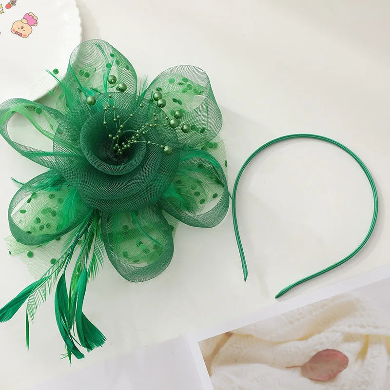 Women's Fashion Flower Feather Bead Hair Clip Bridal Hairband Brida Barrettes Hair Accessories Jewelry