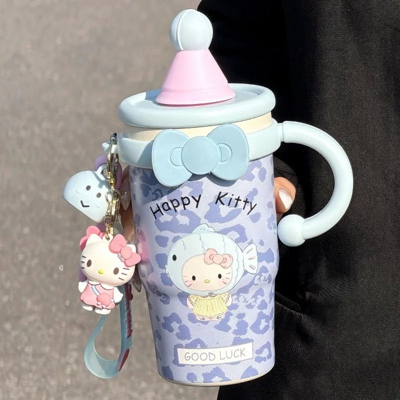 Hello Kitty Stainless Steel Water Bottle Vacuum Insulated Thermal Flask Keep Hot & Cold Kawaii Cartoon Portable for Women Girls