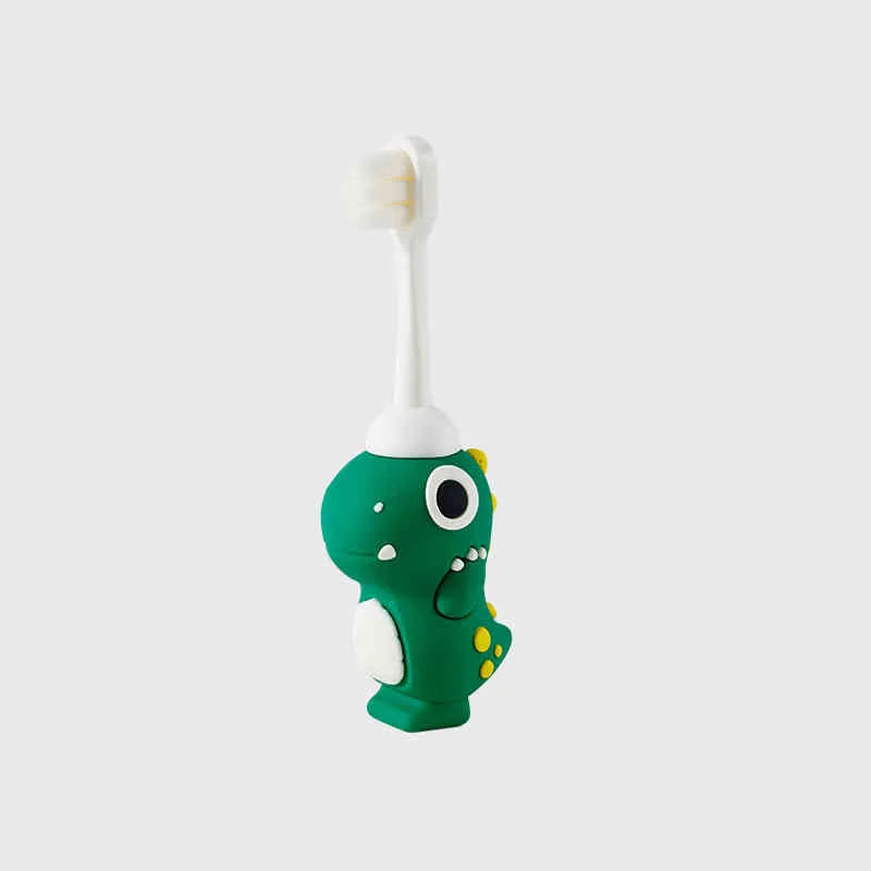 Cartoon dinosaur children's cute toothbrush, baby specific anti poke ultra-fine soft bristled toothbrush