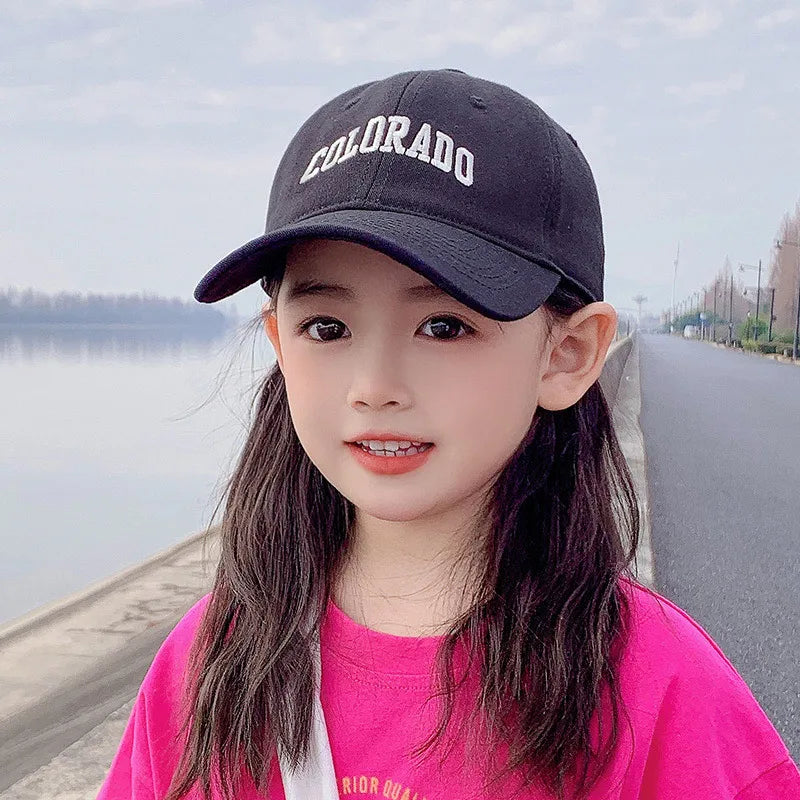 Fashion Letter Children Baseball Hat Solid Cotton Kids Duck Tongue Cap