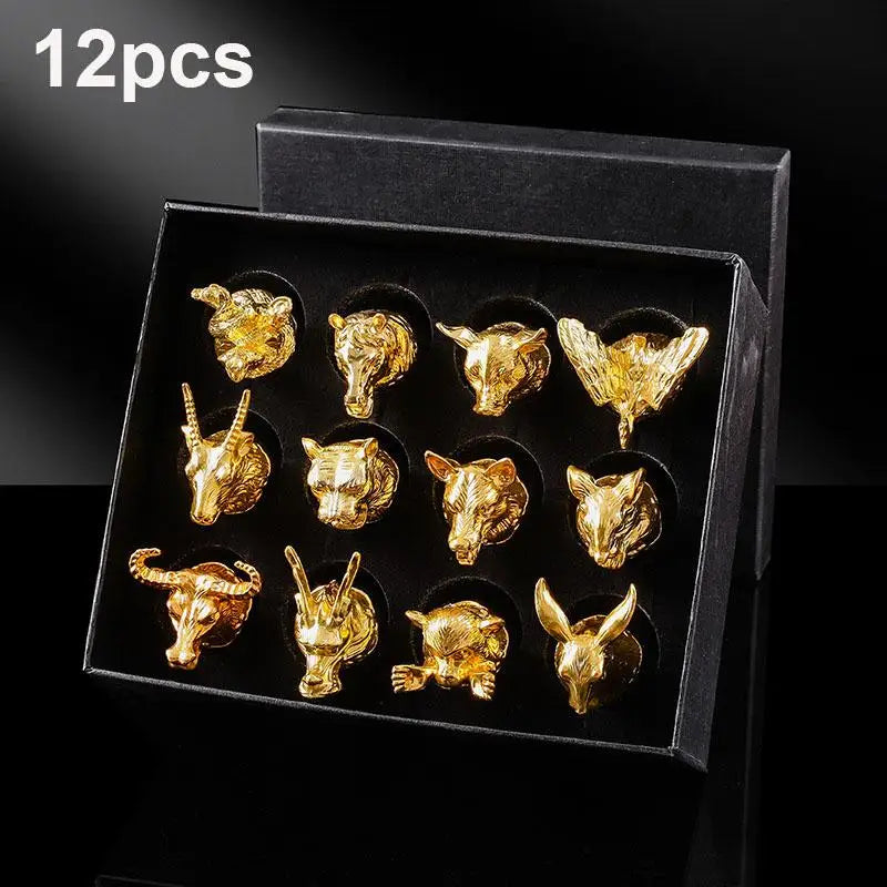 12Pcs/Set Zodiac Liquor Wine Glass Set Household Small Wine Glasses Hip Flasks Imitation Drinkware Exquisite Gift