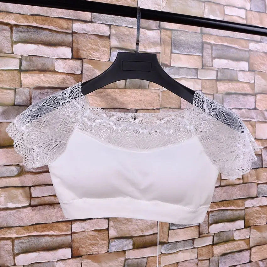 Lace Splice ort Sve Base irt Women's Summer Top Beautiful Ba Design Daily Wear Versatile Universal Fit Boting Tee