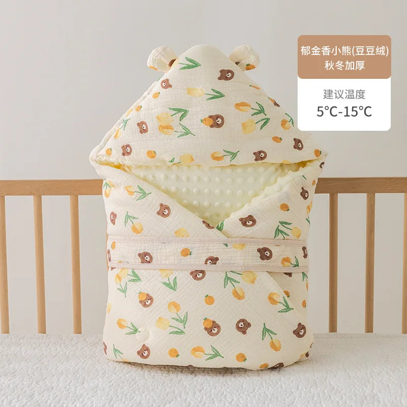 0-6 Months Baby Cotton Blanket Swaddling Wrap Sleepsack Babies Sleeping Bags Newborn Baby Cartoon Swaddle Wrap Envelope 90*90cm