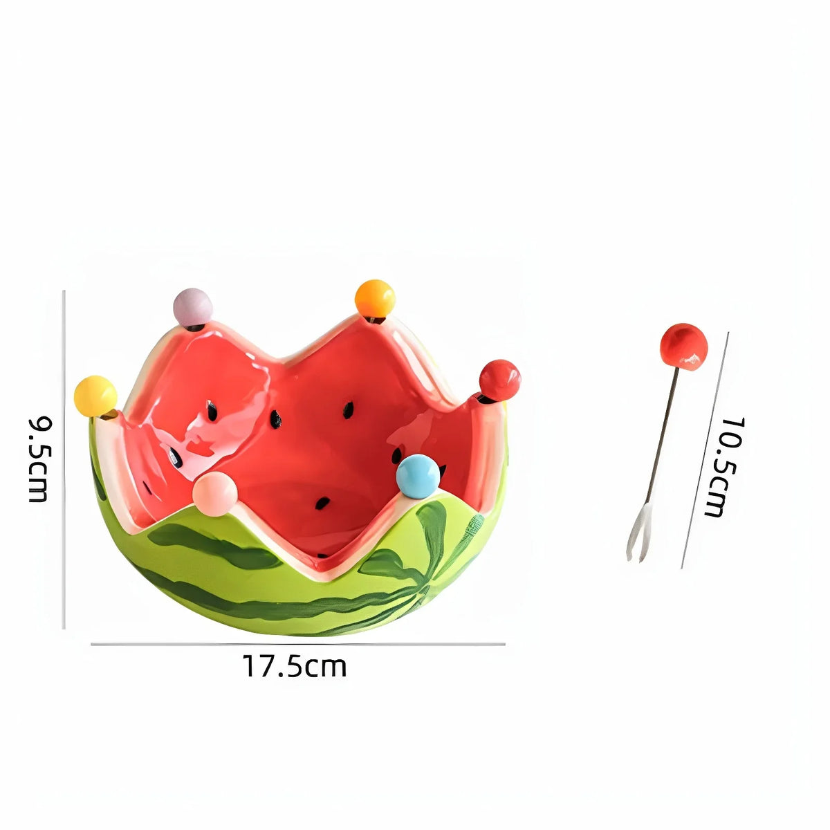 Watermelon Fruit Plate Creative Ceramic Fruit Fork Set Large Capacity Living Room Coffee Table Fruit Bowl Plate Cute Ornaments (Available)