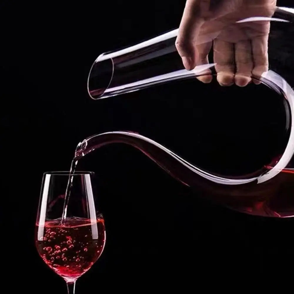 Luxury 1.2L U-shaped Wine Decanter Swan Design Crystal Glass Carafe Wine Aerator Transparent Wine Dispenser Party