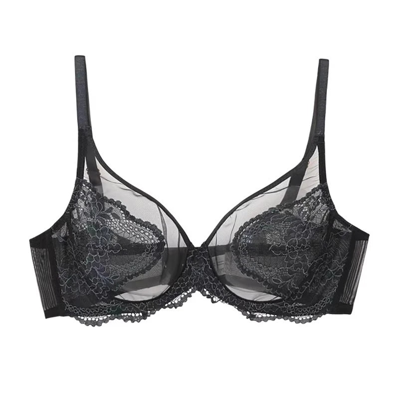 Seamless Lace Bra Breathable Ice Silk Unlined Brassiere Underwear Women's Sexy Push Up Wire Free Ultra-thin Bralette Lingerie