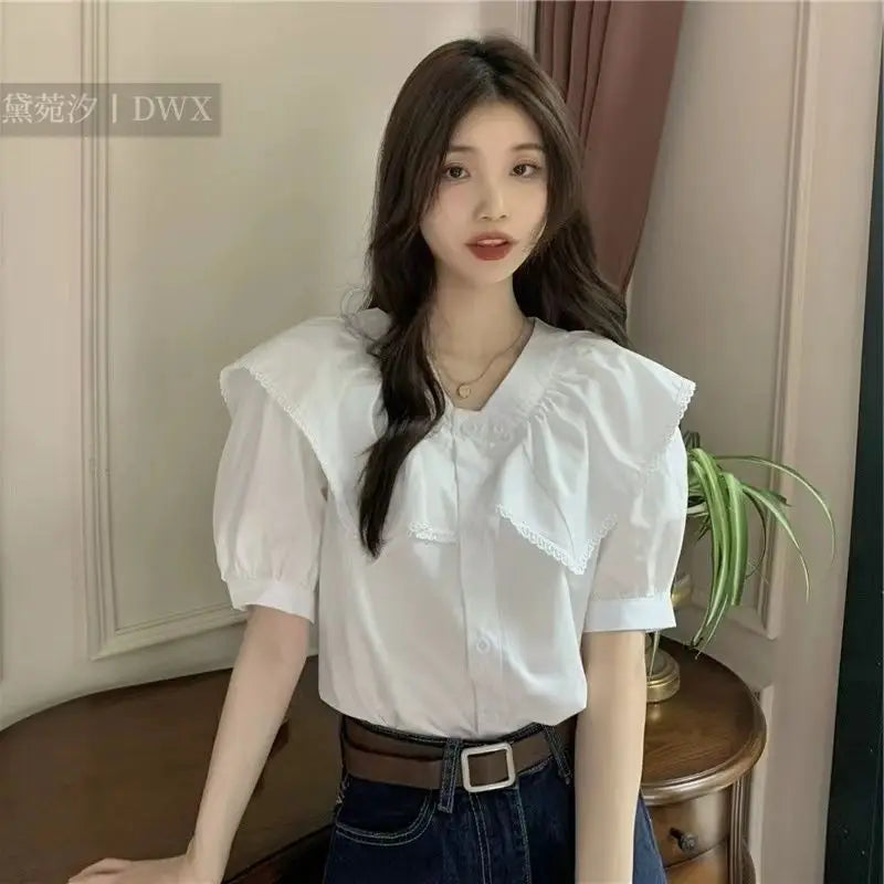 Short Sleeve Shirts Womens Sheer Ovesized Collared Buttondown Laides Slouchy Outfit Cross Wrap Workout Subcultural Cute Semi