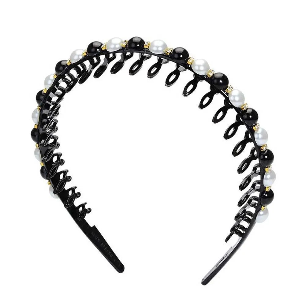 Wild Girls Non-slip Rhinestone Toothed Pearl Headband Hair Band Hair Accessories Wash Face Hair Hoop