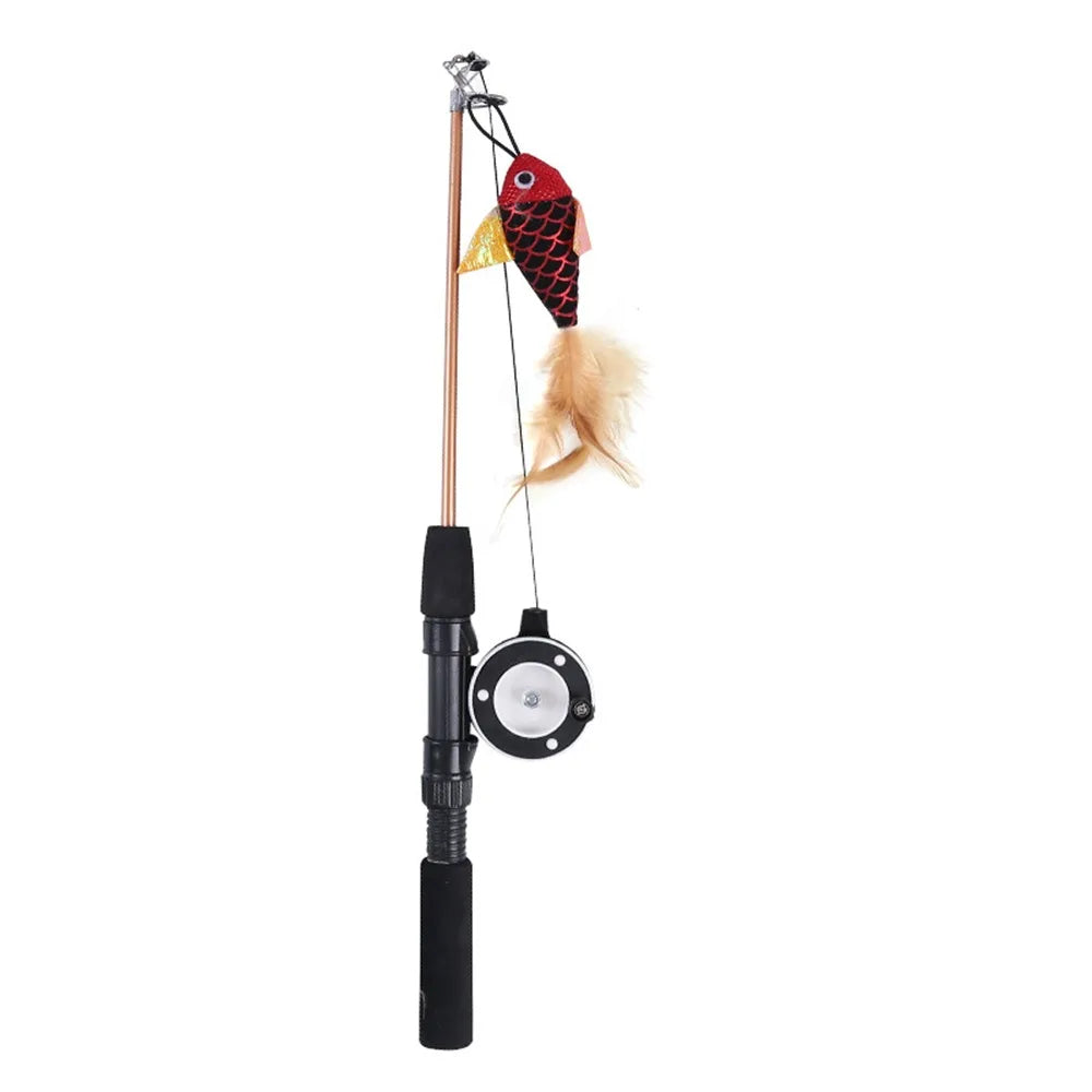 Retractable Cat Teaser Wand Toy Ultra-Long Refills Cat Feather Toys Catnip Fishing Rod Interactive Cat Toys for Indoor Cats