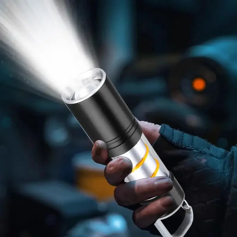 Rechargeable Camping LED Flashlight With Side Light Outdoor Light Powerful Zoomable Flashlight Camping Lantern Atmosphere Light