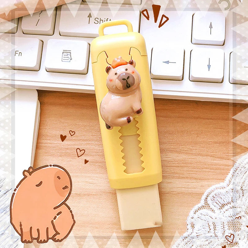 1PC Kawaii Office Supplies For Kids Eraser Cute Capybara Eraser Funny Rubber School Items Gift