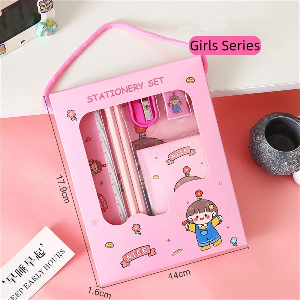 5/6pcs Stationery Sets Boys Girls Kids Learning Gift Box Pencil Notebook Ruler Eraser Set School Students Teacher Reward Gift