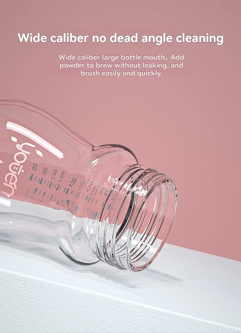 Wide Neck Glass Baby Bottle with Silicone Sleeve & Anti-Colic Straw Nipple – BPA-Free Newborn Feeding Set for Weaning Transition