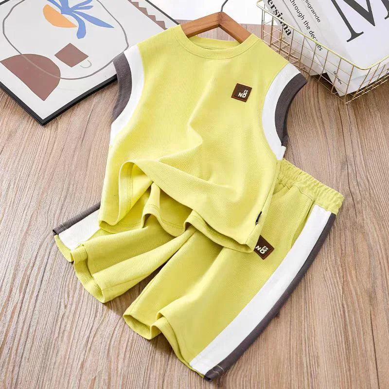 Toddler Kids Sleeveless Vest+Shorts 2PCS/Set Baby Boy Summer Casual Sport Outfit Fashion Children Clothing6-14Y