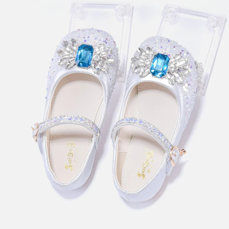 Girl princess shoes in pink and white are suitable for girls' performance dress up, school shoes, children's flower girl perform