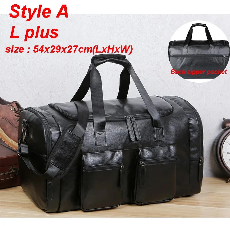 PU Leather Travel Duffel Bag Luggage Weekender Overnight Tote for Men Women Gym Sports Crossbody Carry on Waterproof Handbags