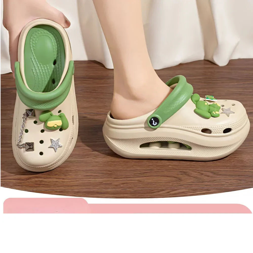 New summer thick bottom high elastic waterproof EVA clogs shoes comfortable sandals non-slip half slippers beach shoes