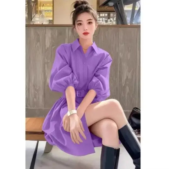 New Spring Summer Women's Dress Clothes Fashion Elegant Temperament Waist Causal All-Match Pullover Dress Ladies Vestidos