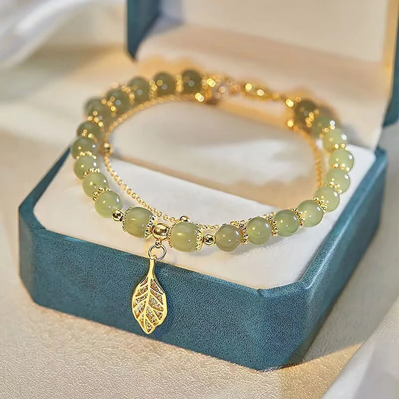 Accessories For Women Natural Jade Bracelet For Women Double Layer Chain Bracelet For Girls Wedding Party Korean Jewelry Gift