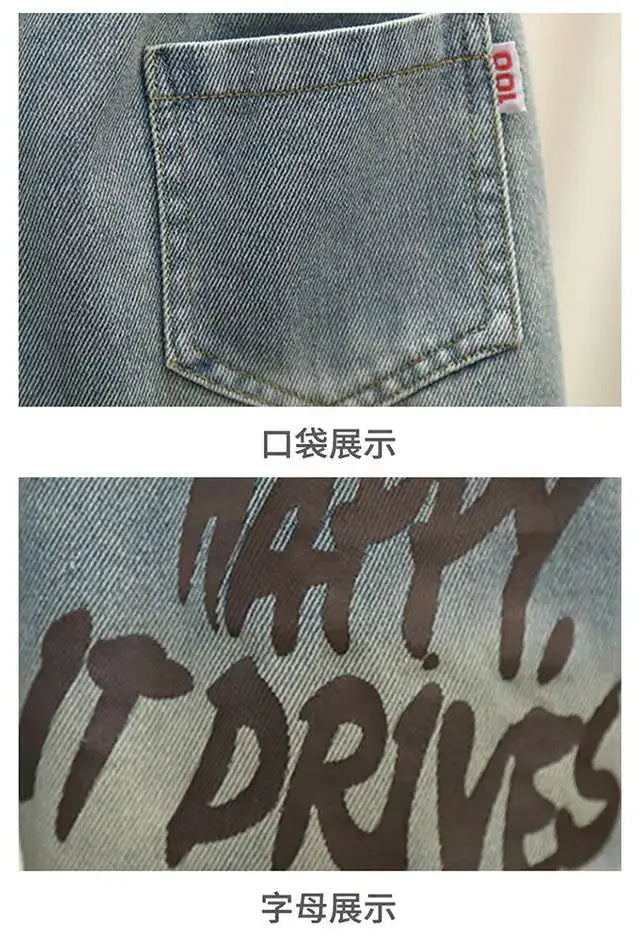 Boys Summer Clothing Set Letter Print Short Sleeved T-shirt+Denim Shorts 2Pcs Suit For Kids Handsome Casual Outfit