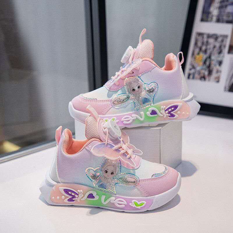 New Princess Elsa Shoes with Leather Surface, Super Soft Waterproof Children's Sports Shoes (Copy)