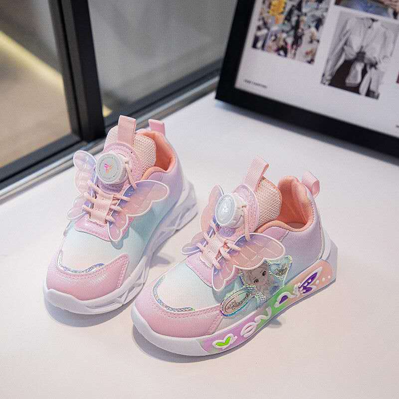 New Princess Elsa Shoes with Leather Surface, Super Soft Waterproof Children's Sports Shoes (Copy)