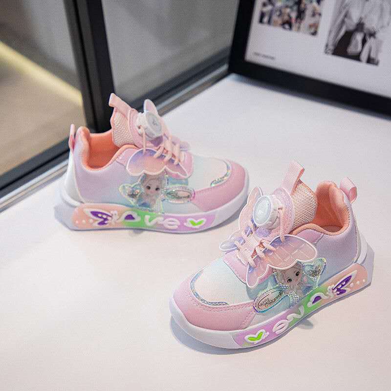 New Princess Elsa Shoes with Leather Surface, Super Soft Waterproof Children's Sports Shoes (Copy)