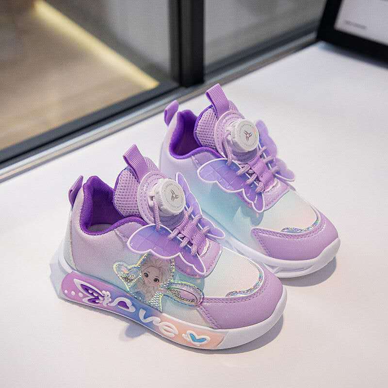 New Princess Elsa Shoes with Leather Surface, Super Soft Waterproof Children's Sports Shoes (Copy)